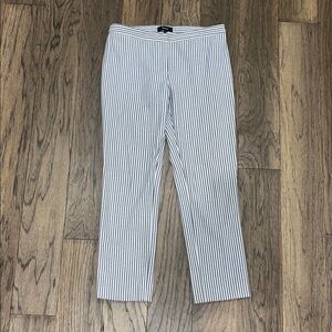 Theory Black and White Striped Cropped Pants
